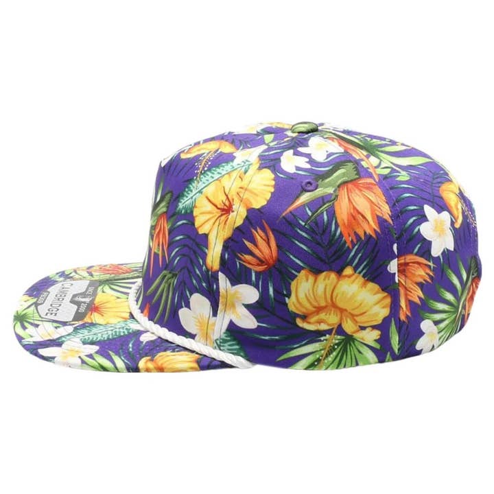 DOBBI - Wholesale Flat-brimmed cap – Unisex - CAMBRIDGE 5 PANEL UNSTRUCTURED FLORAL ROPE HAT4