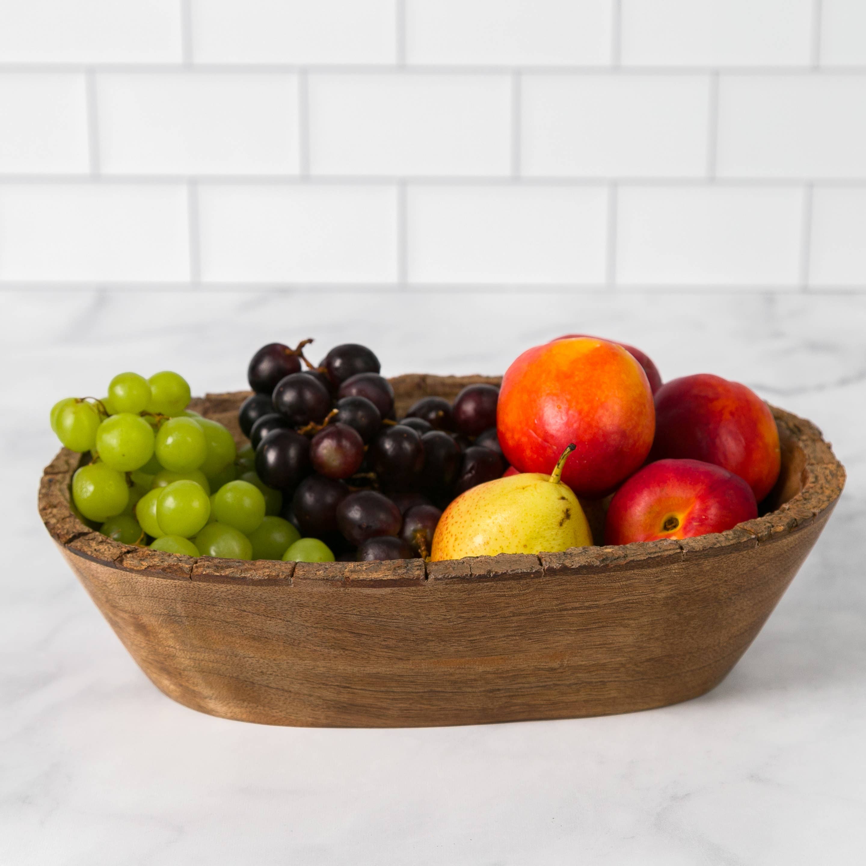 Valor Home Goods - Wholesale Serve Bowl - Artisan Wood Bark Oval Bowl Handmade Rustic Decorative 4