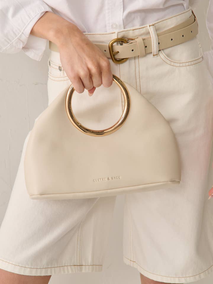 Hailey Statement Handle Bag in White for wholesale by Angels Whisper Accessories