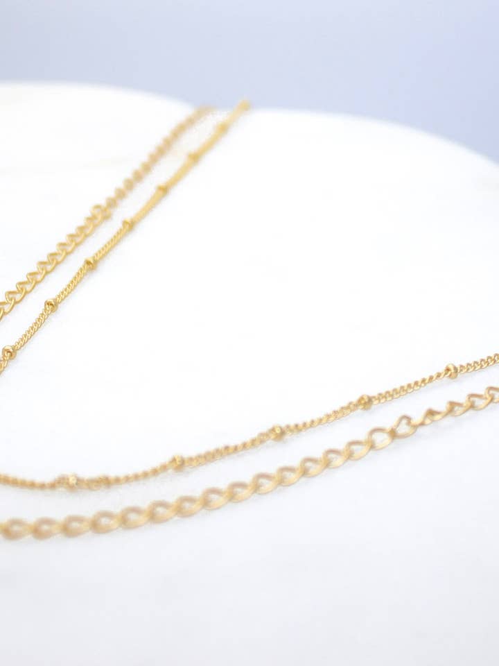 Double Strand Chain Necklace in Brass for wholesale by Moxie Collective (formerly Atonement Design)