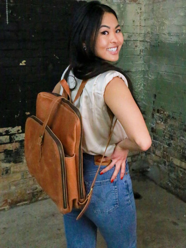 Voyager Leather Backpack for wholesale by Fair Anita