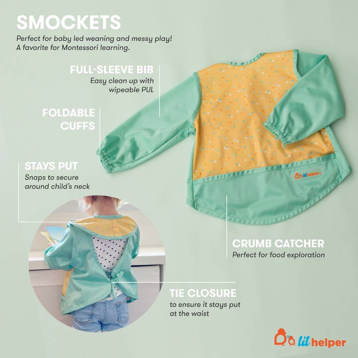 Smocket - Full Sleeved Bib W/ Pocket (6-18 months) for wholesale by Lil Helper
