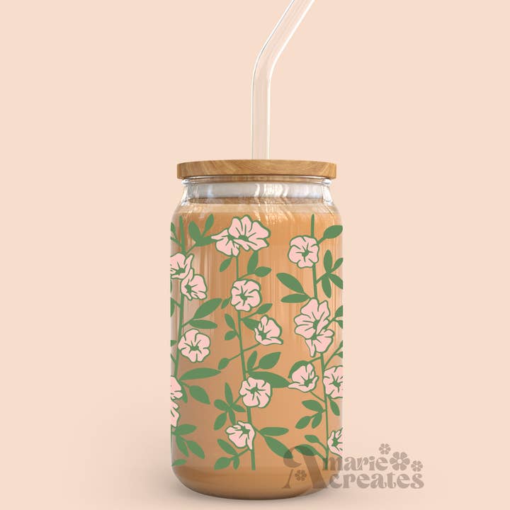 Poppy Garden Glass Cup for wholesale by amarieacreates