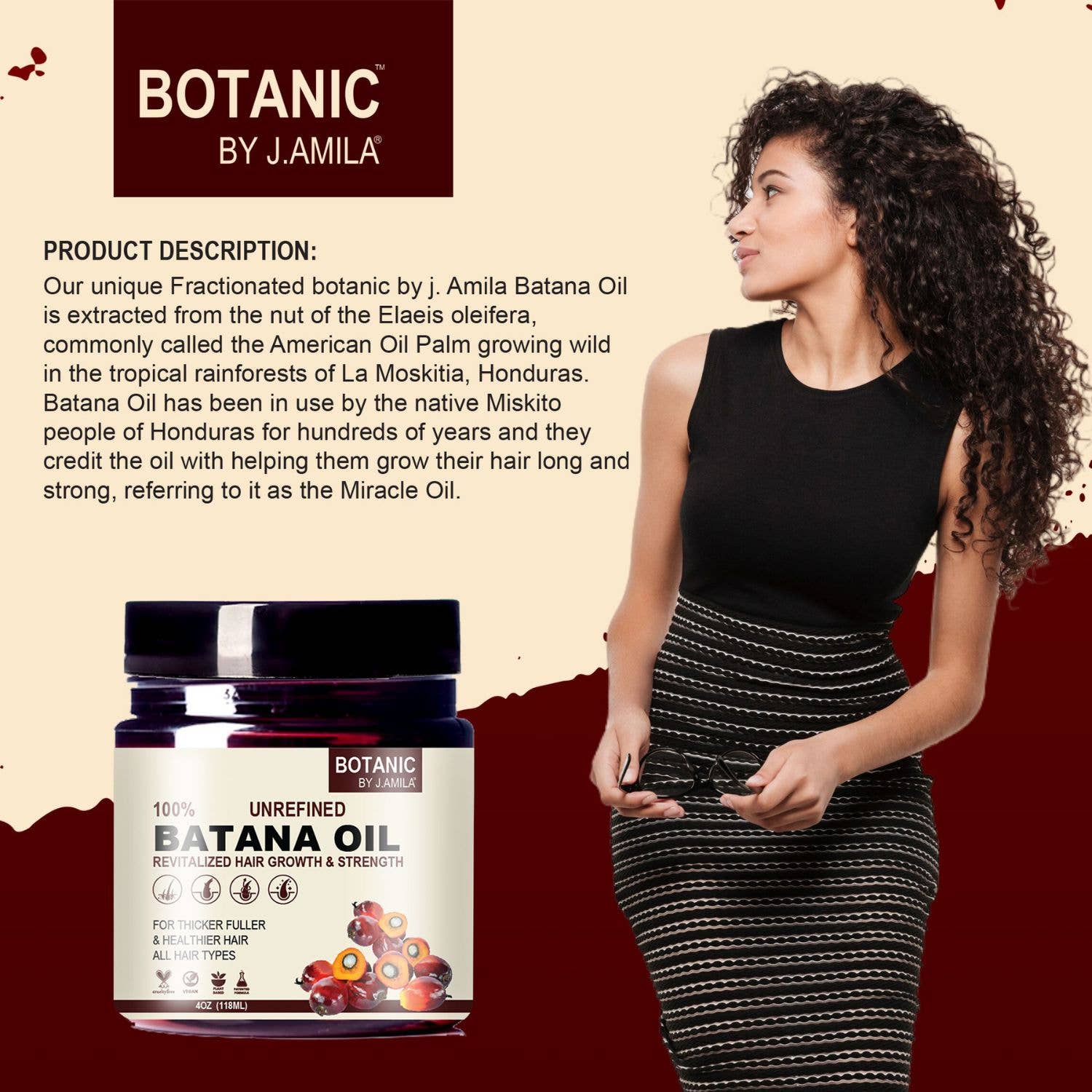 UB BRANDS INC - Wholesale Hair Oil - Botanic by J.Amila 100% Unrefined Batana Oil Butter - 4 Oz 5