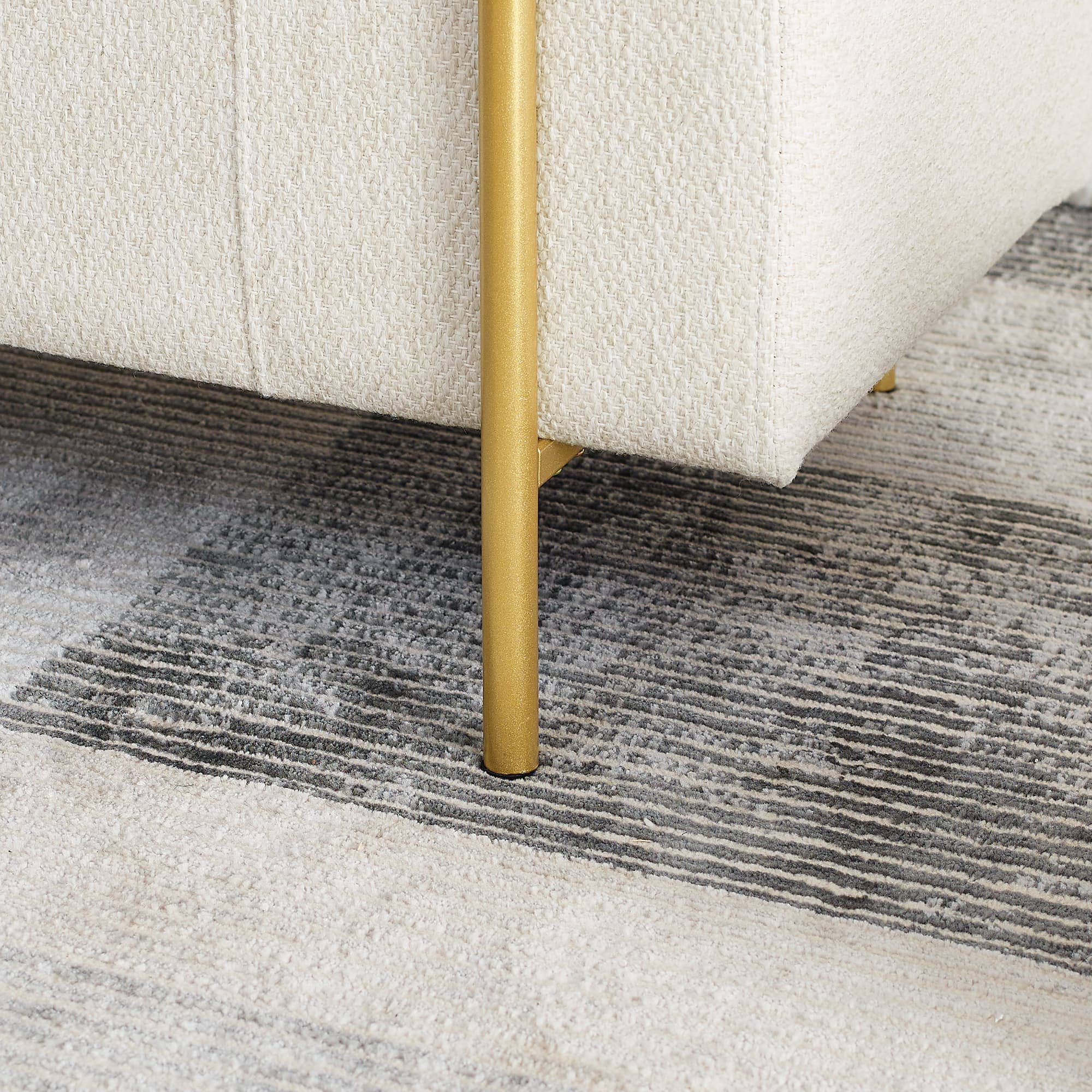 39F Inc. - Vente Bancs - Banc de rangement en lin blanc/beige/vert - Pieds en fer18