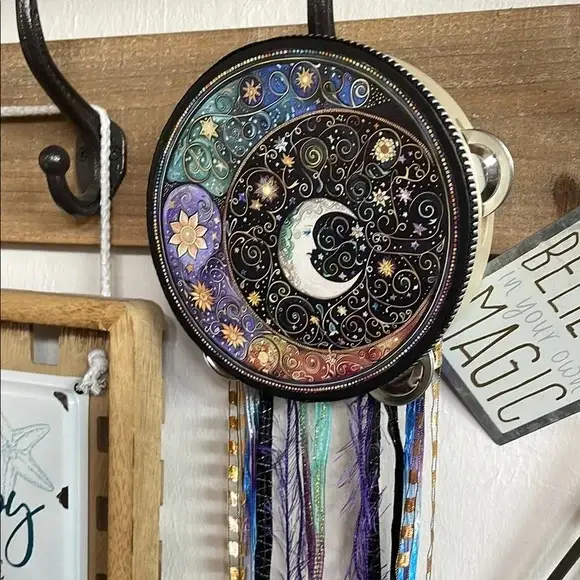 Bodhi Leaf Market - Wholesale Wall Accent - Colorful Celestial Wall Hanging Tambourine with Ribbon3