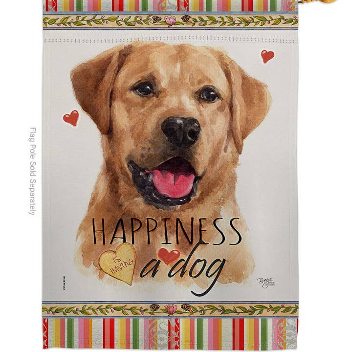 Two Group Flag Co – Bandeira por atacado – Bandeira dourada da decoração do cão dos animais da felicidade do labrador retriever1