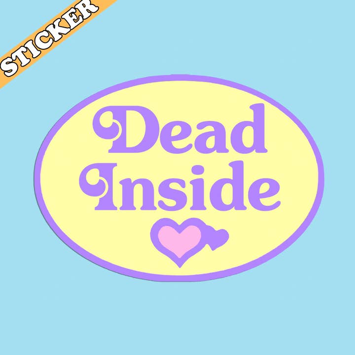 Dead Inside Sticker, Polly Pocket, Cute Retro Pastel Goth for wholesale by Pretty Toxic Stickers