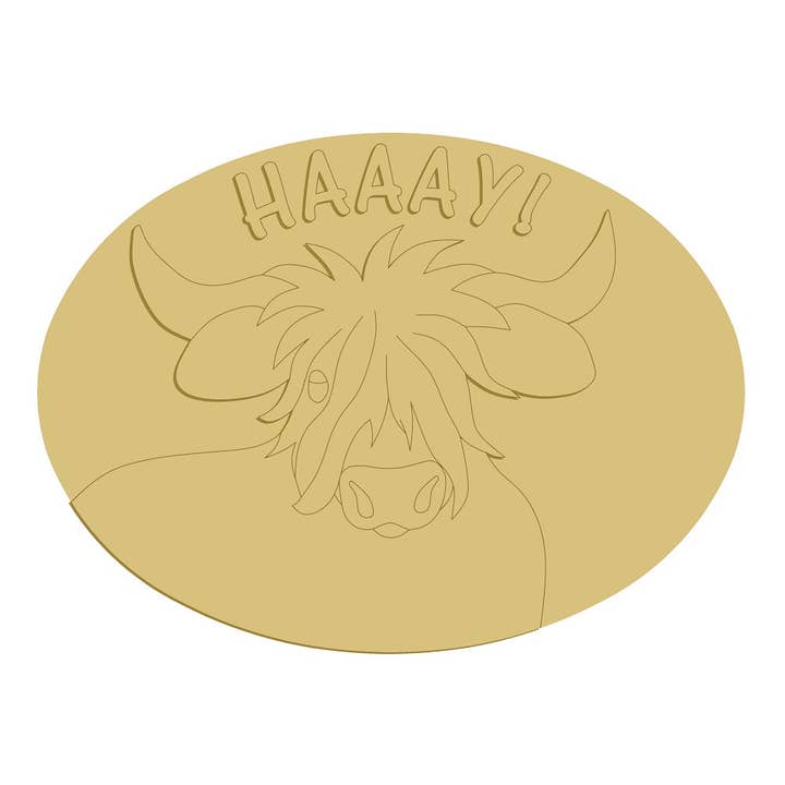 Découpe en bois inachevée en 3D en forme de vache Haaay Style 1 pour la vente par Diverse Woodworking