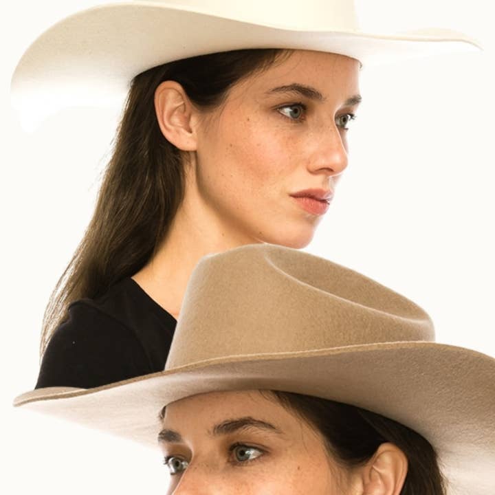 Ivory 100% Australian Wool Western Cattleman Cowboy Hat Adjustable for wholesale on Faire