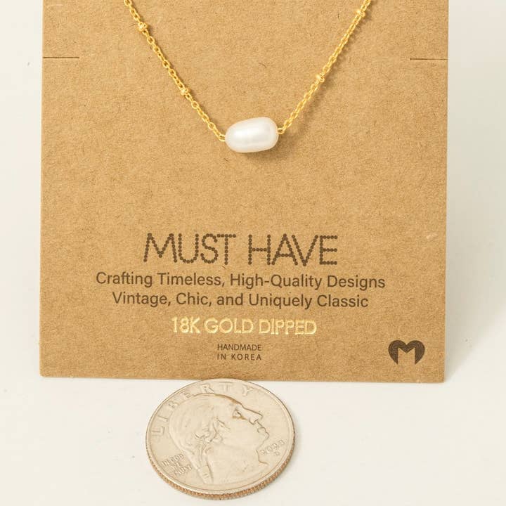 Fame Accessories - Wholesale Pendant/Charm Necklace - Gold Dipped Pearl Pendant Necklace