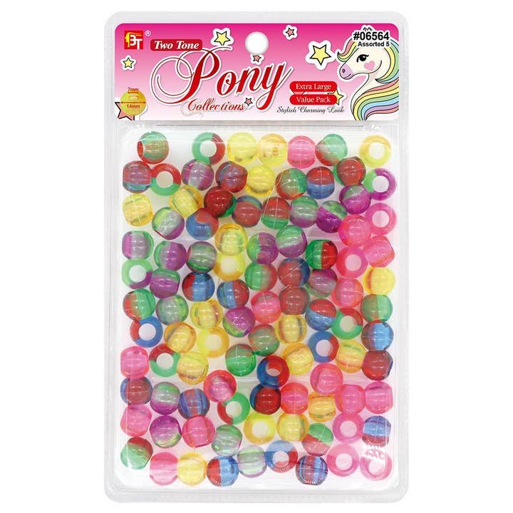 KT Supply - Wholesale Retailer Display - Jewelry - Extra Large Two Toen Clear Round Beads Value Pack Assorted 5