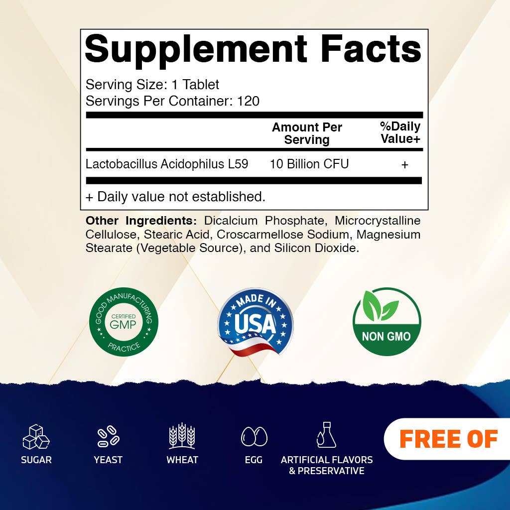 Vitamatic - Wholesale Oral Supplement/Vitamin - Vitamatic Acidophilus Probiotic 10 Billion CFU | 120 Tablets1