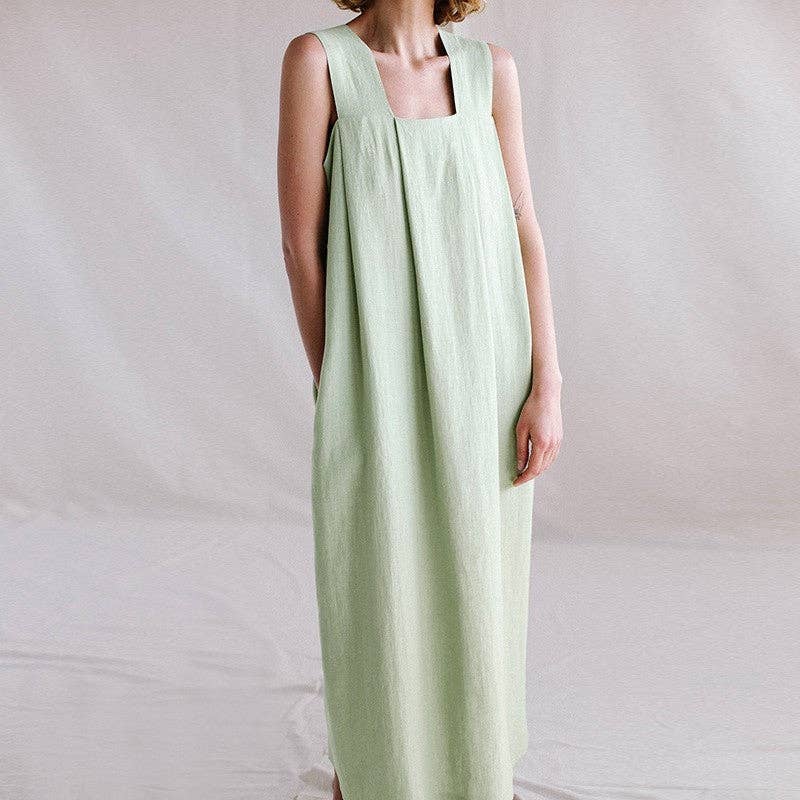 UZ Wholesale Store – wholesale Dress – Women's – Linen Sleeveless Loose Mandarin-Collar Maxi Dress1