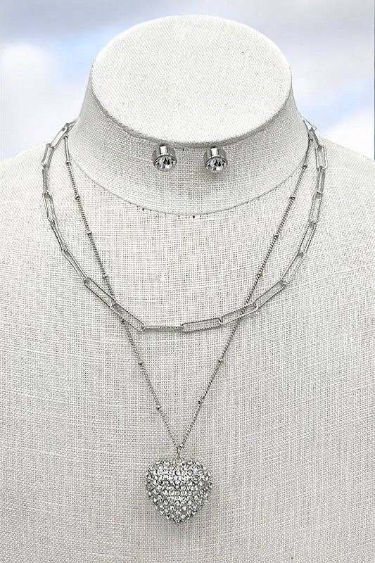 Andrea Bijoux - Venta al por mayor Juegos de joyas - Conjunto de collar con colgante en forma de corazón en capas2