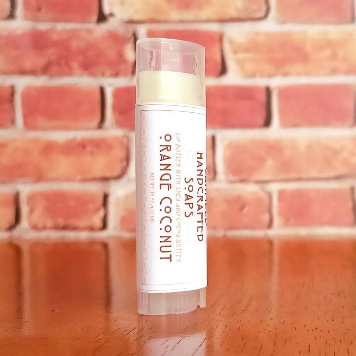 Lip Balm with Shea and Cocoa Butter - Orange Coconut for wholesale by Canfield Handcrafted Soaps