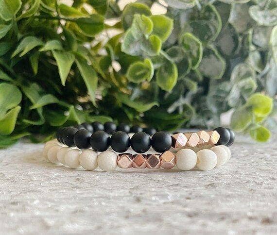 REMOVED BRAND – wholesale Pärlarmband – Minimalistisk Trä+Rose Gold pärlarmband - 6 MM8