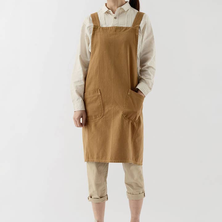 Waterproof Solid Color Linen Aprons with pockets_CWMM3303 for wholesale by ACCITY