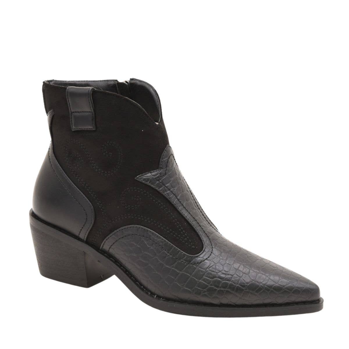 Azarey - Wholesale Cowboy Boots - Women's - Cowboy ankle boot with pointed toe and croco-effect 462K0620