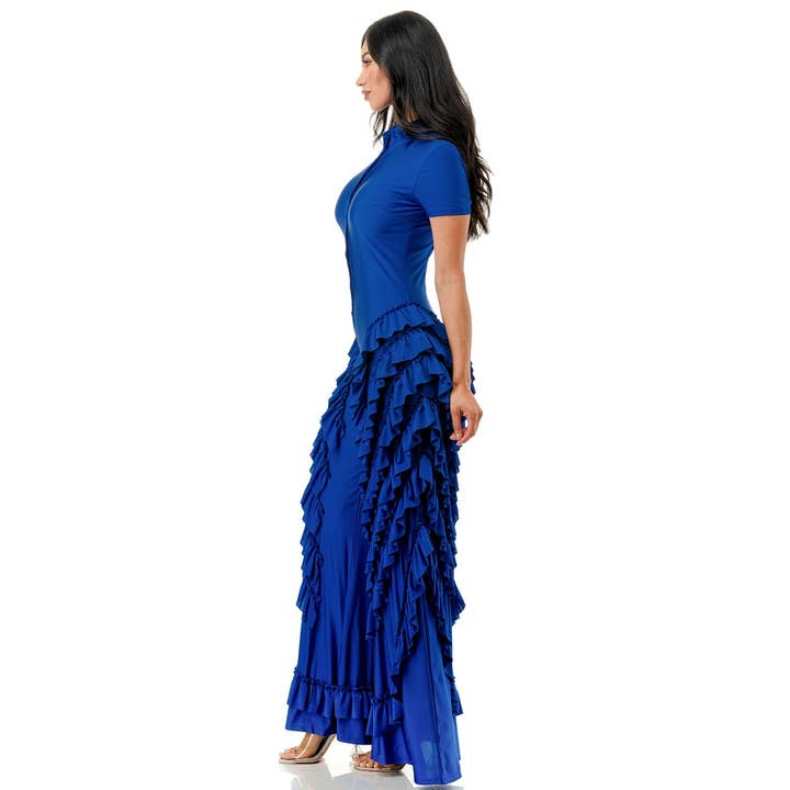 Black Pearl Clothing - Wholesale Jumpsuit - Women's - Front Button Closure Ruffle Detail Jumpsuit6