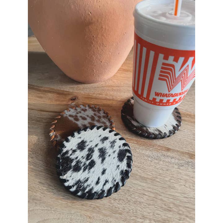 Boho Ranch Shop - Wholesale Coasters - Genuine Cowhide Leather Coasters P| Western Hair-On Hide12