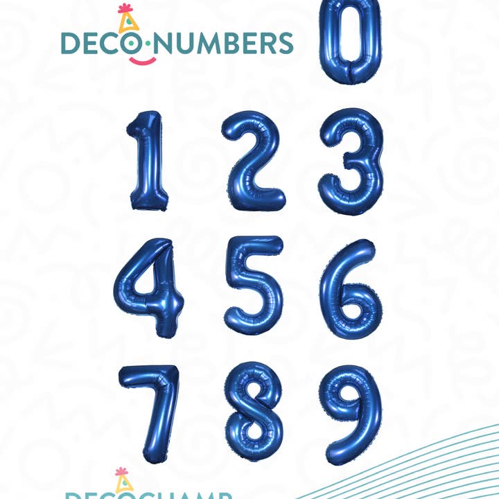 DecoChamp Navy Blue Foil Number Balloons (0 to 9) - 34 in. for wholesale by THE BALLOON HUB