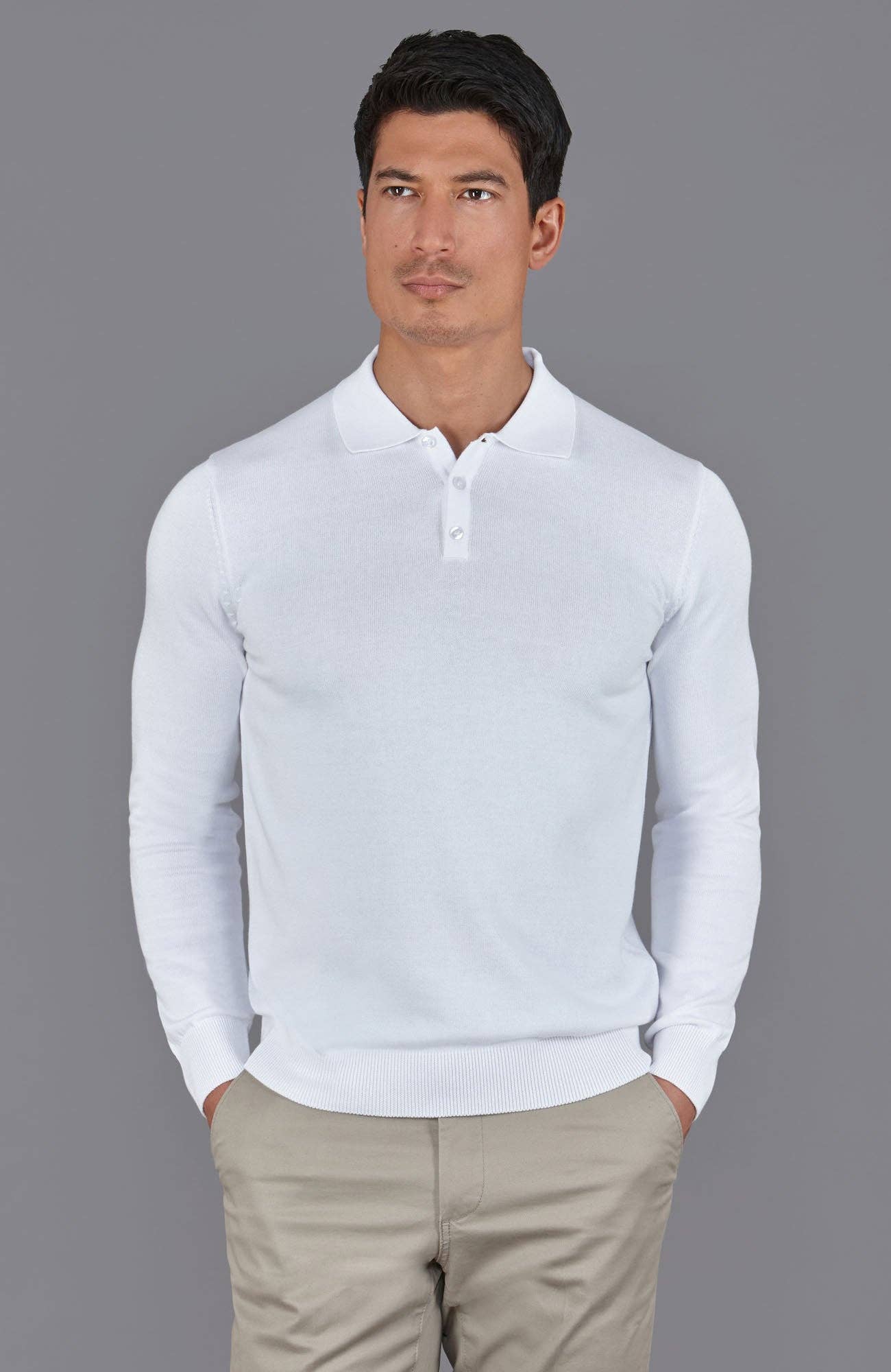 Paul James Knitwear – wholesale Polo – Men’s – Mens Lightweight Cotton Long Sleeve Knitted Polo Shirt27