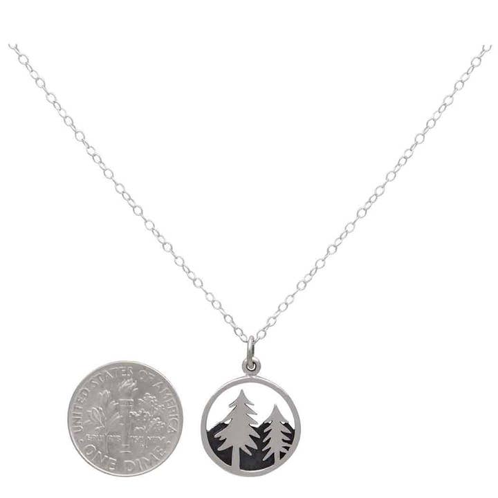 Nina Designs - Wholesale Pendant/Charm Necklace - Sterling Silver Trees and Mountain Necklace2