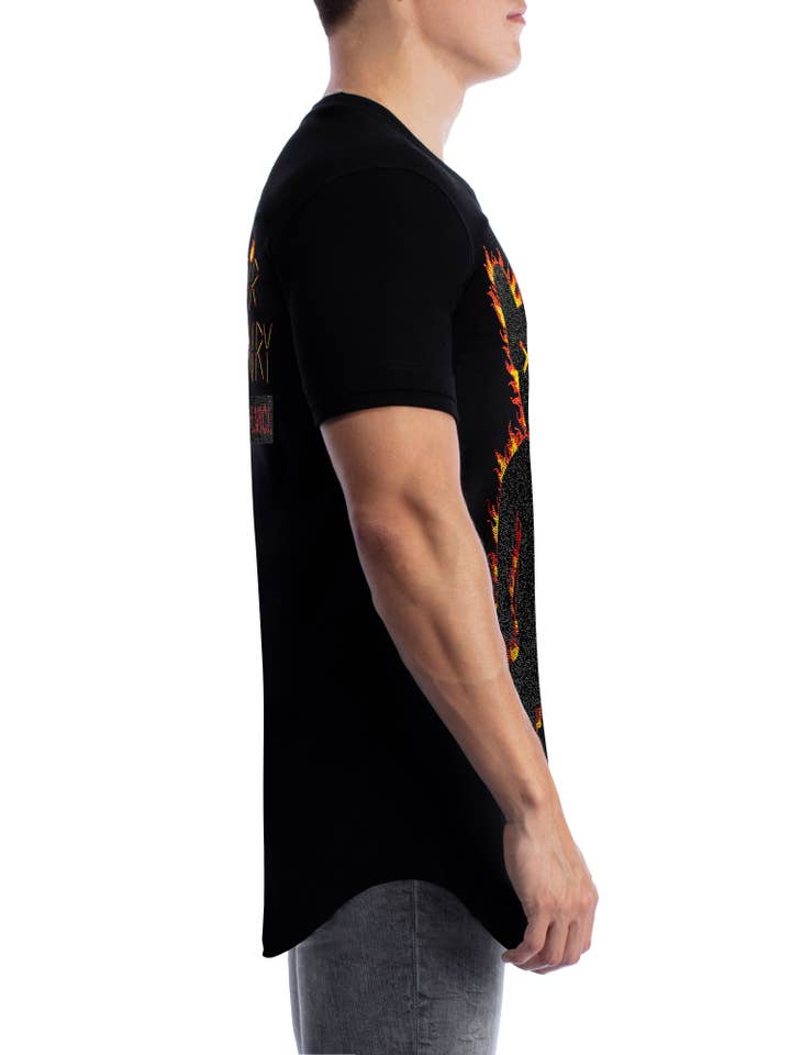 T-Shirt Homme VVV SIR HEENRY O-Neck « HEENRY TRACE FLAME » Noir pour la vente par VENI.VIDI.VICI.MIAMI.LLC