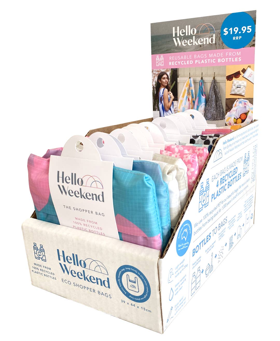 Hello Weekend - Wholesale Grocery/Shopping Bag - Palm Trees, hearts & Shells - Foldable Shopper Bag4