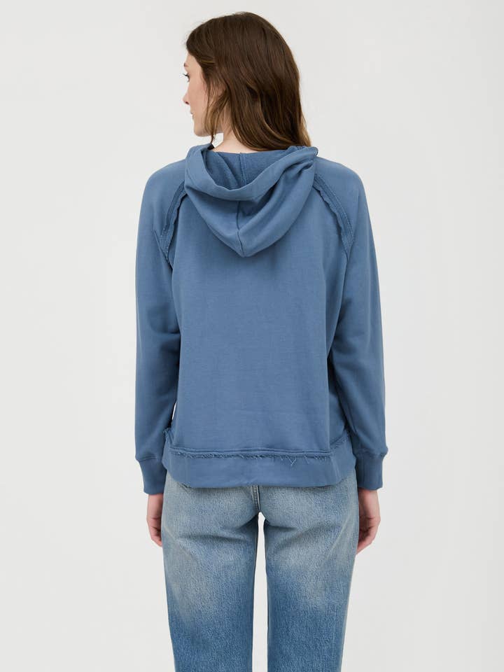 Blu Pepper - Wholesale Knit Top - Women's - PLUS HOODED V NECK RAW EDGE LONG SLEEVE KNIT TOP