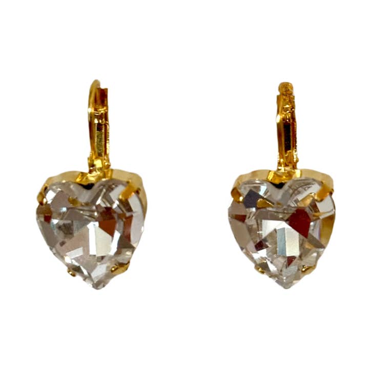 Pendientes de Corazón de Cristal Transparente Pequeño para venta al por mayor de Kimono Dragon NYC