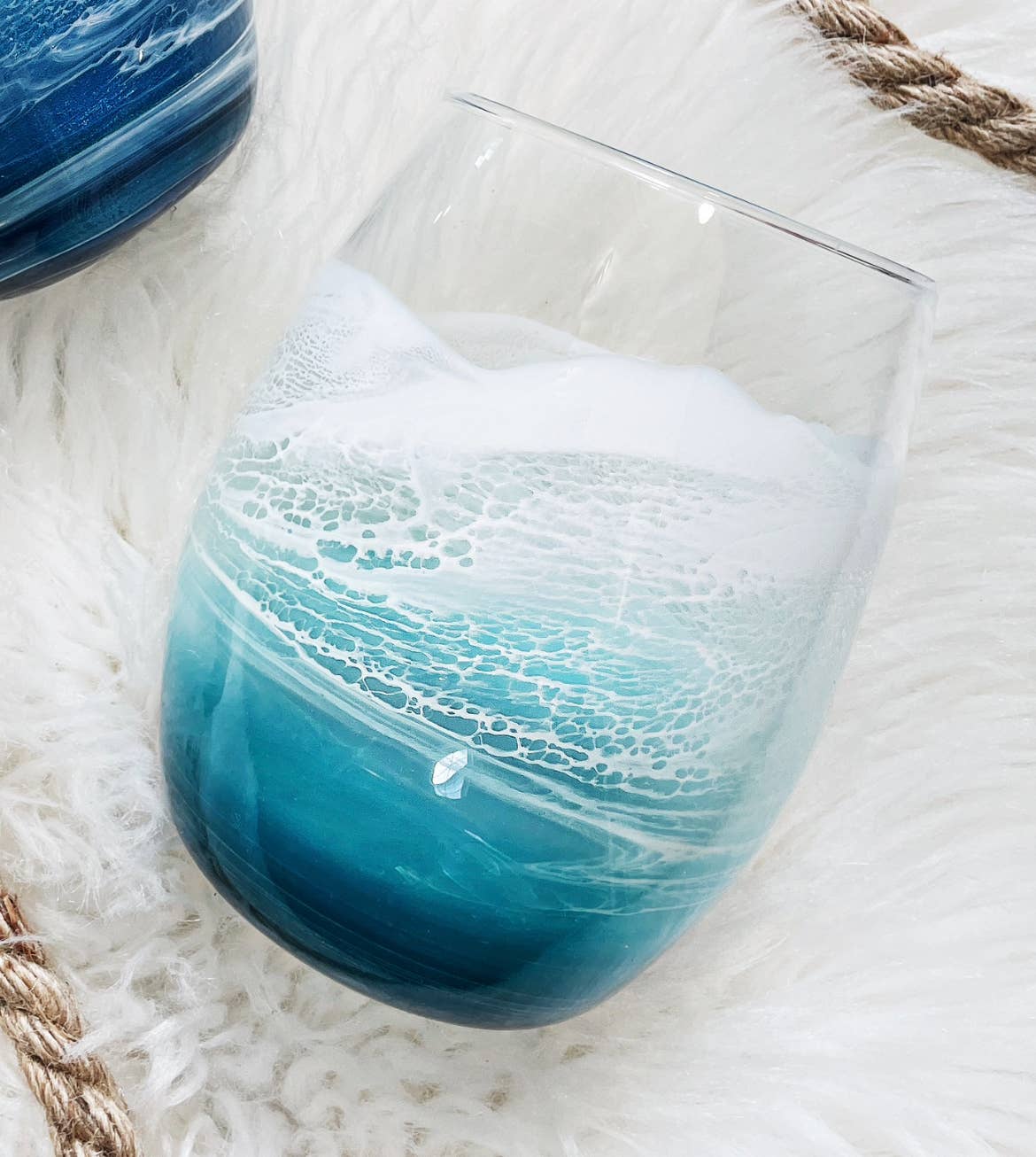 Sam + Sea Artistry - Wholesale Wine Glass - Beach Waves Wine Glass - Coastal Kitchen3