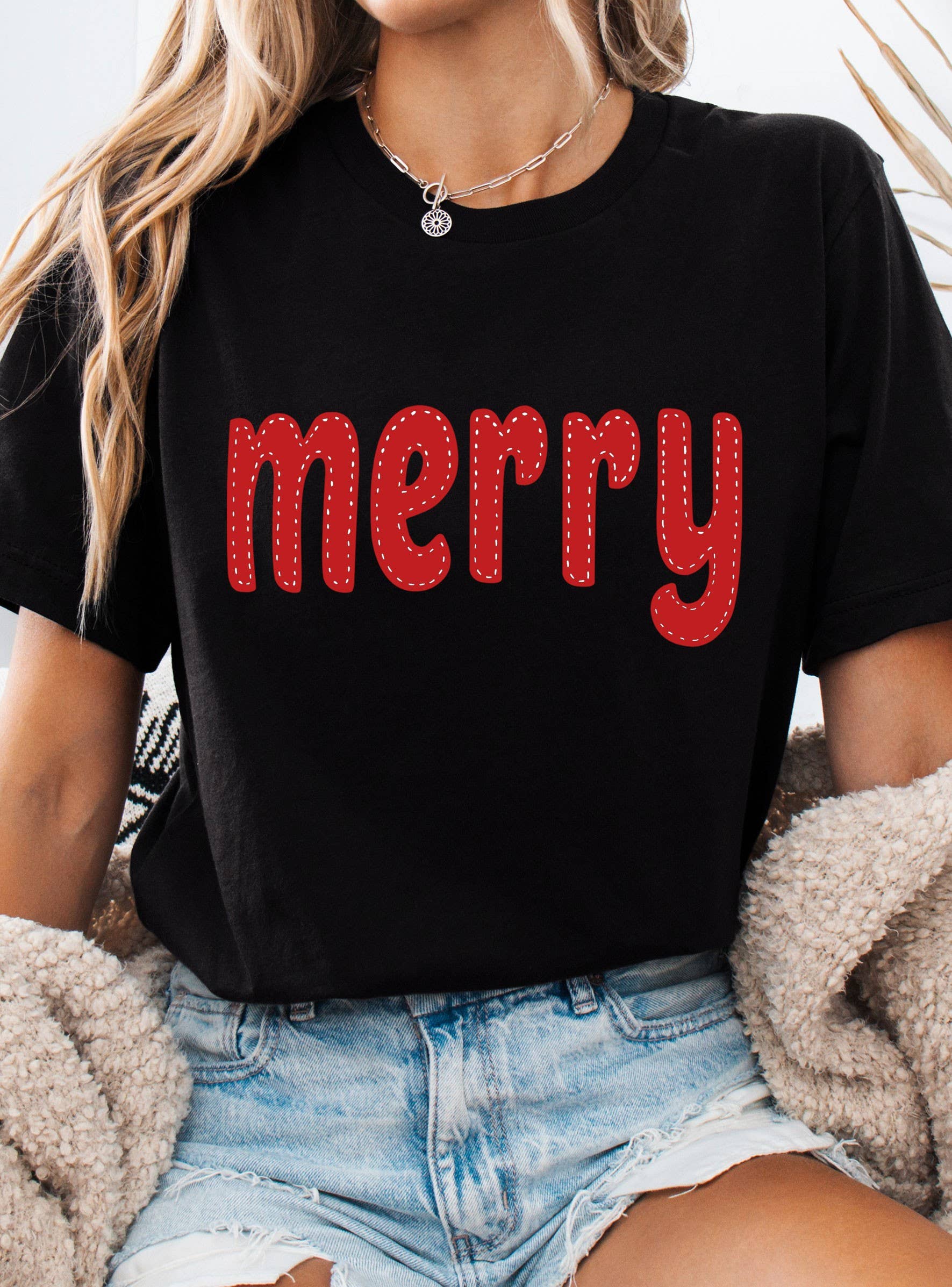 Rustee Clothing - Wholesale Screen Printed T-Shirt - Women's - MERRY STITCH LOOK GRAPHIC TSHIRTS3