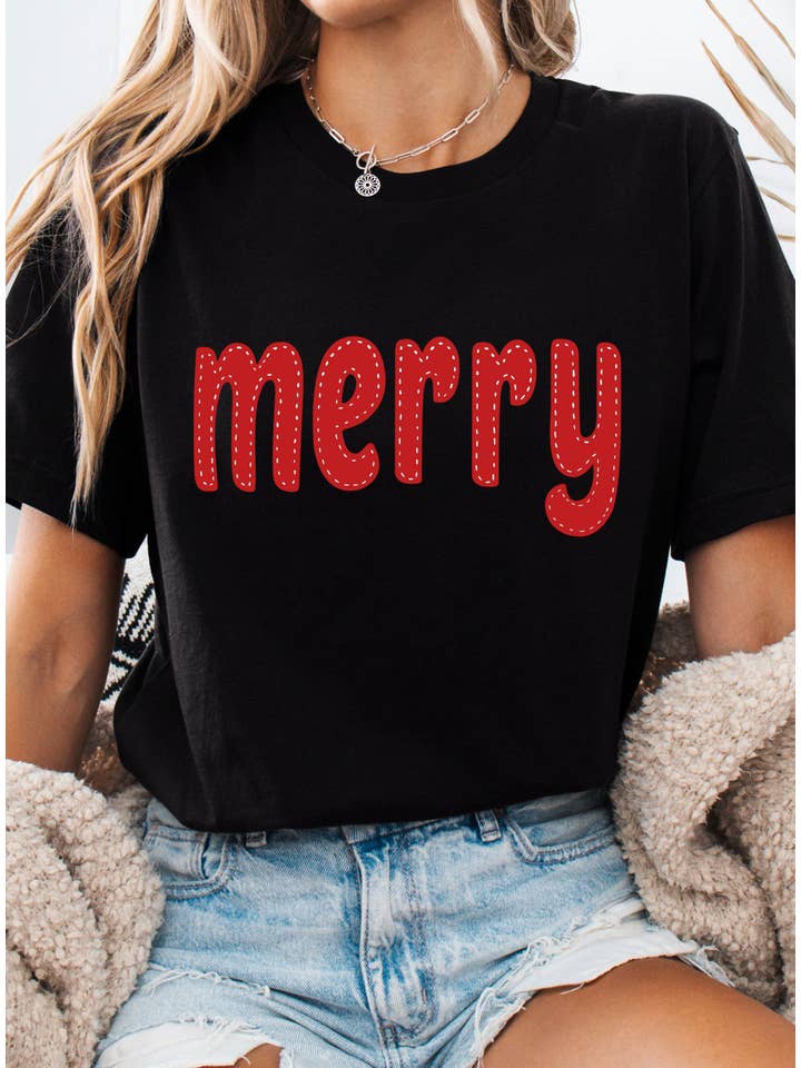 Rustee Clothing - Vendita all'ingrosso Maglietta serigrafata - Donna - MAGLIETTE GRAFICHE MERRY STITCH LOOK3