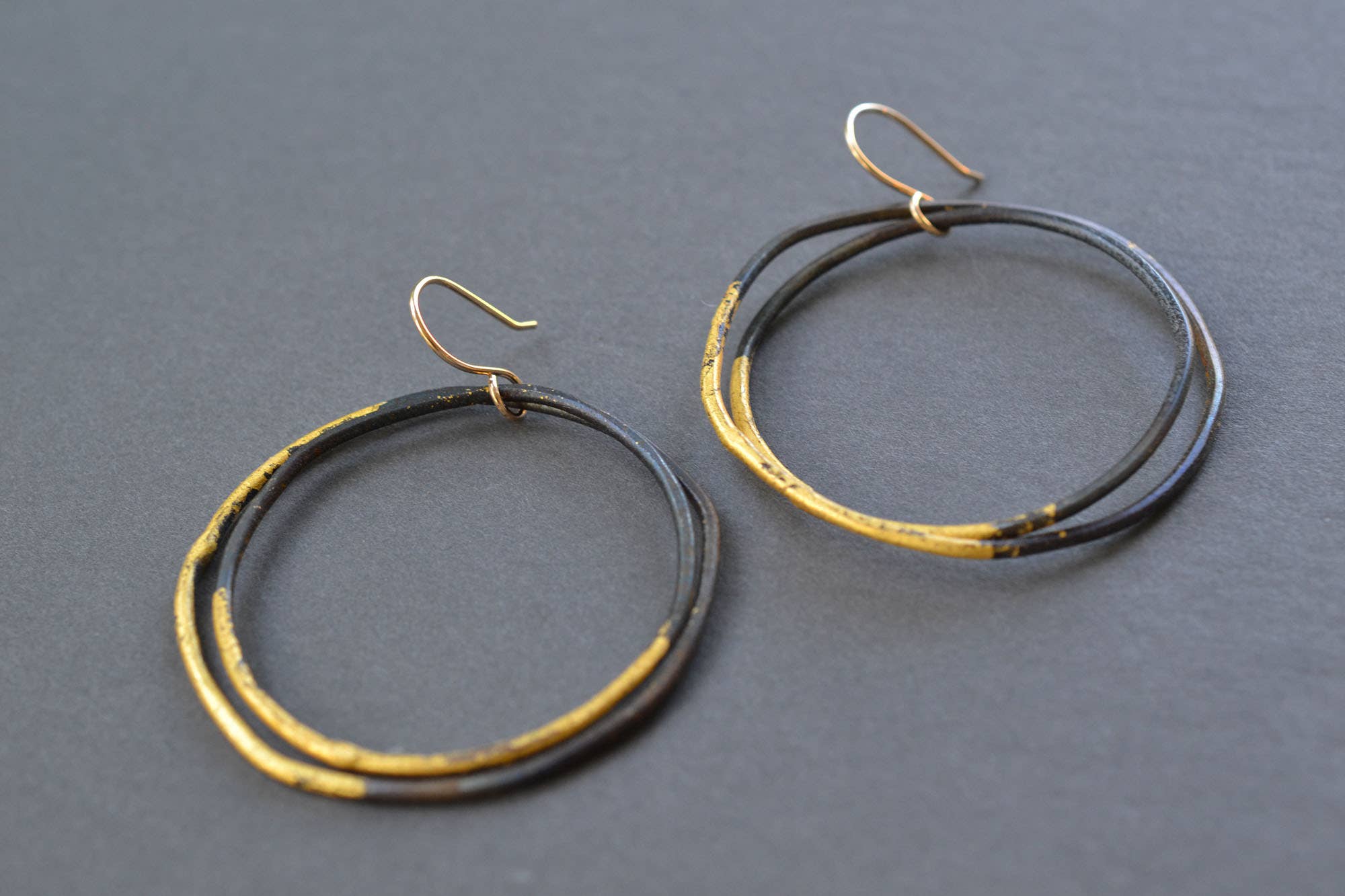 Metamorphosis Metals - Wholesale Hoop Earrings - Steel and Gold Heavy Gauge Hoops1
