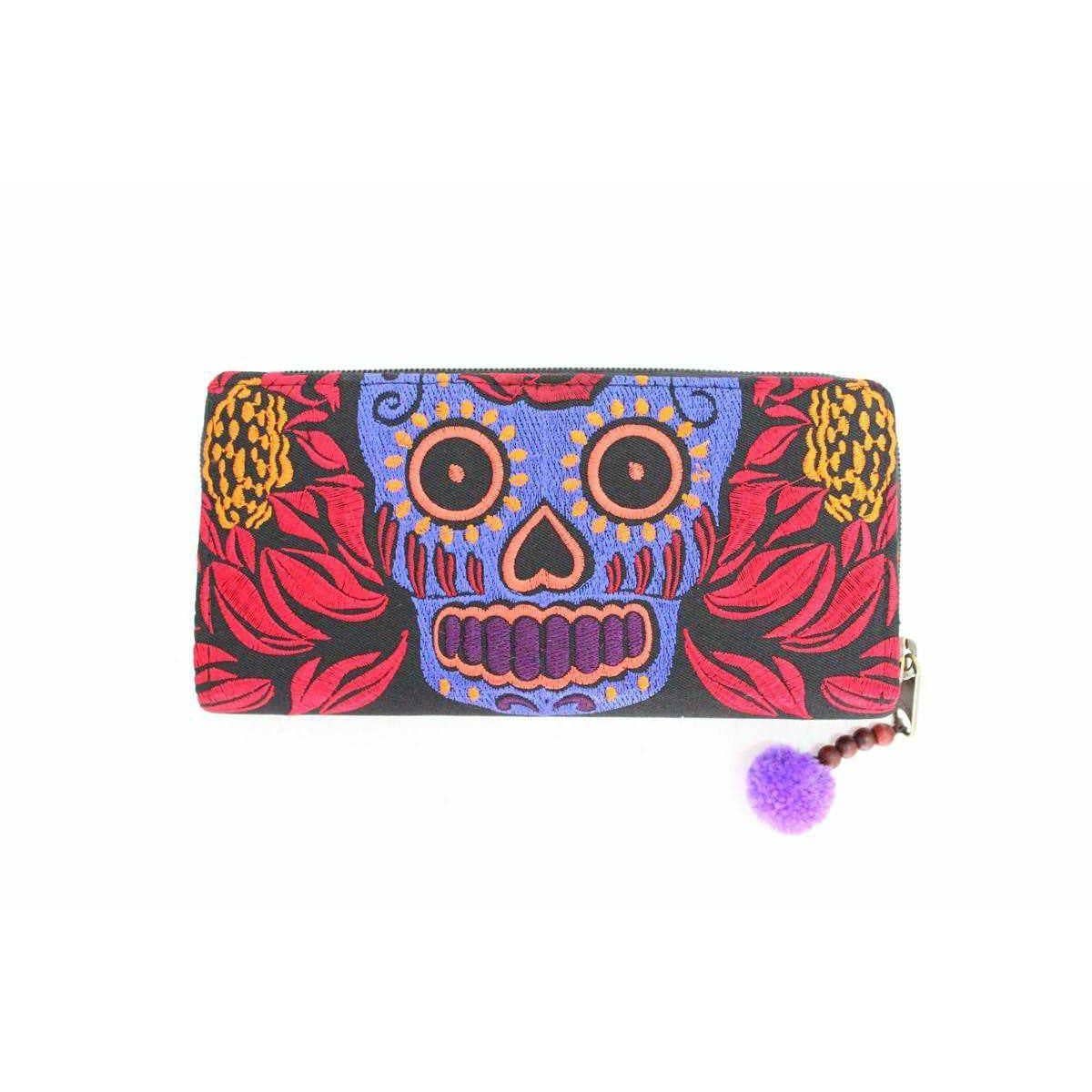 Lumily - Wholesale Wallet - Women's - Culturas Sugar Embroidered Skull Wallet - Thailand5