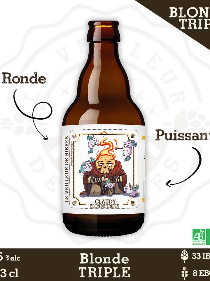 Le Veilleur de Bières bio - Claudy blonde triple 33cl pour la vente par Le Veilleur de bières