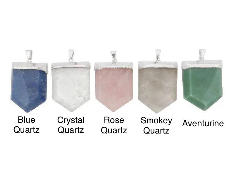 Jewelers Paradise - Wholesale Individual Charm/Pendant - Crystal Shield Pendant Electroplated 24k Gold/Silver3