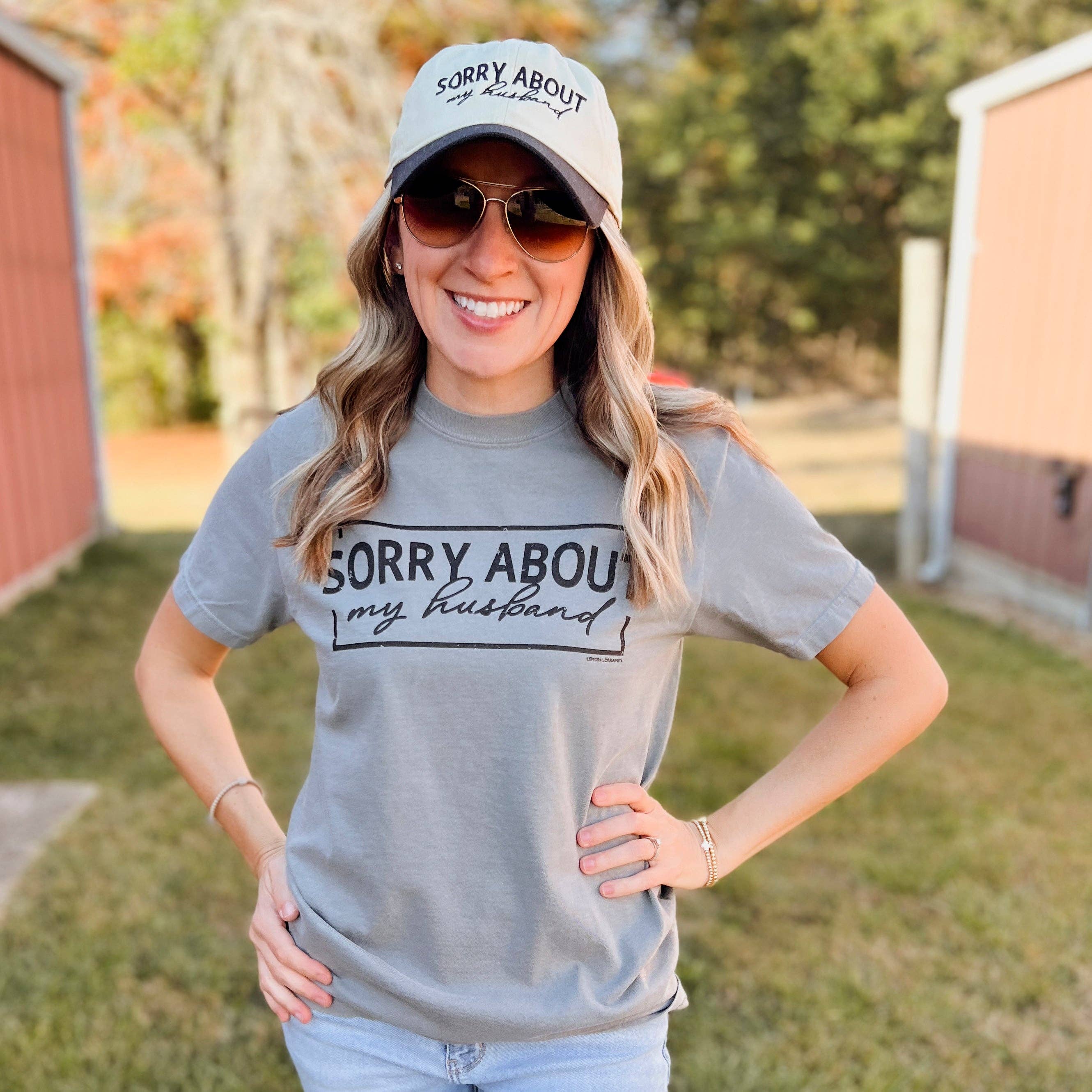 Lemon Lorraine's LLC - Wholesale Screen Printed T-Shirt - Women's - SORRY ABOUT HUSBAND - Graphic Tee0