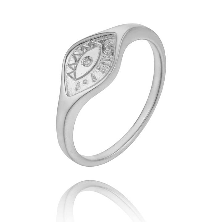 Zirconia ring - horus eye - rhodineret sølv - 10 - for engroshandel hos Buganto