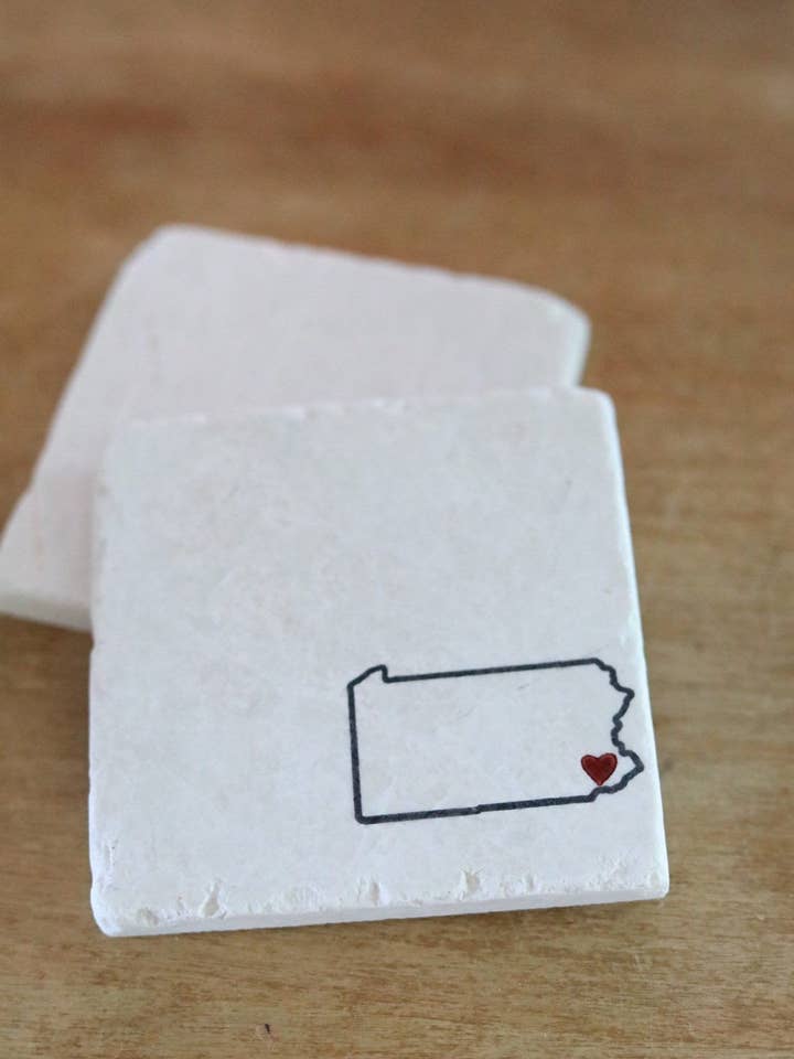 Pennsylvania Marble Coaster Set for wholesale by Lace, Grace & Peonies Marble Coasters
