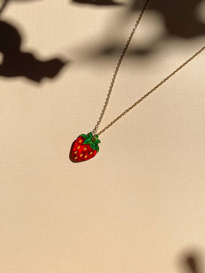 Mini Strawberry Necklace for wholesale by Sunnie Creative