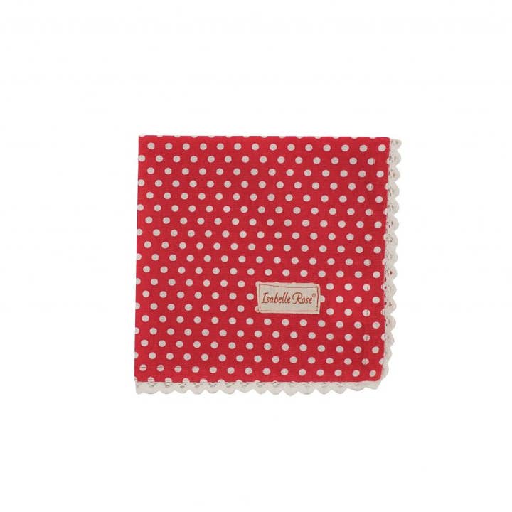 Napkin Polka dot red with lace 40x40 cm Isabelle Rose for wholesale by Isabelle Rose