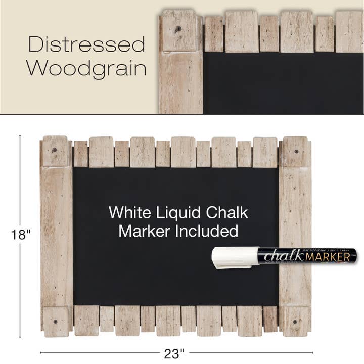 Rustic Barnwood Wall Mounted Hanging Chalkboard Sign 23"x18" for wholesale by Excello Global Products