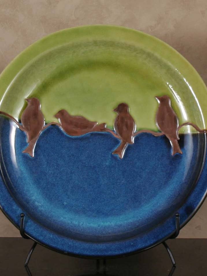 Teal Bird Ceramic Charger for wholesale by Accessories by Sherwood