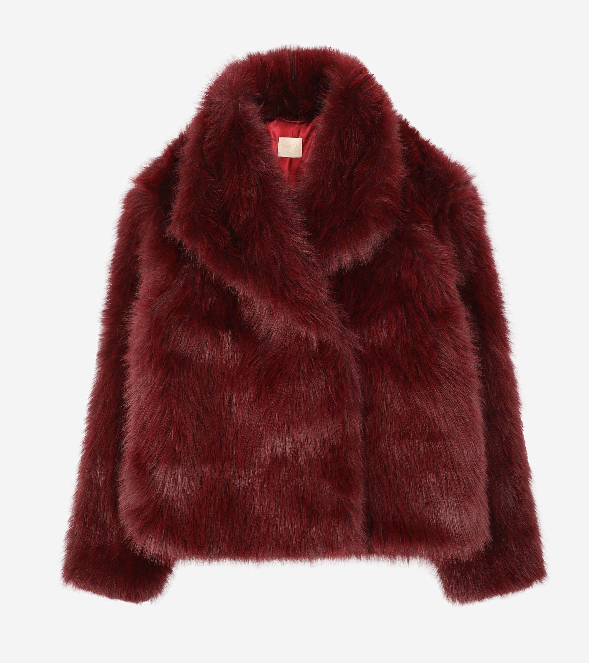 Sarta - Wholesale Fur/Faux Fur Coat - Women's - Monroe Shawl Collar Jacket- Berry, Faux Fur5