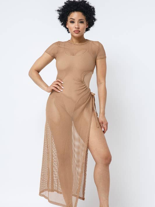 Side Cutout Detail Fishnet Cover Up for wholesale by Boswell