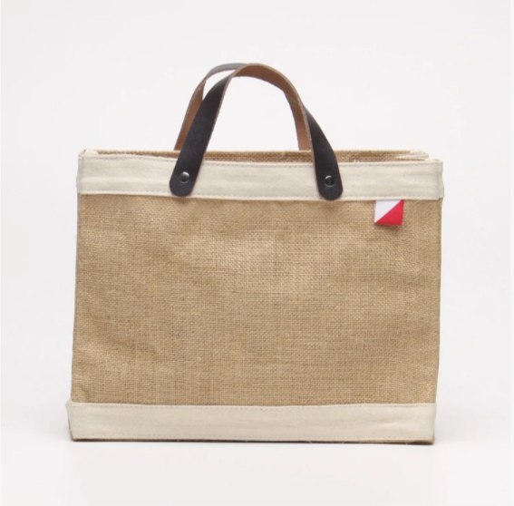 Embroidered in Black Fresh Fruit Tote or Lunch Bag Medium Made from Sustainable Eco Friendly Jute