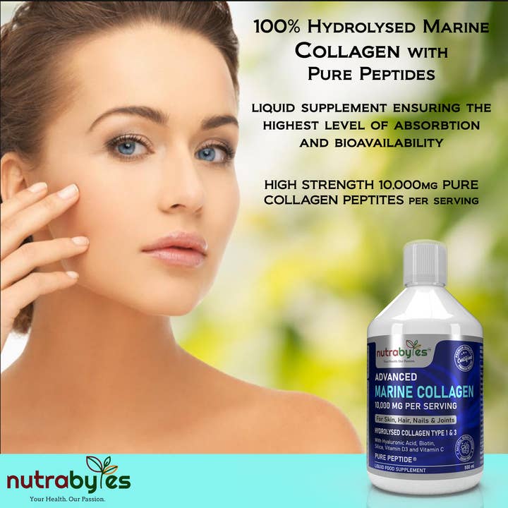 NUTRABYTES - Wholesale Oral supplement/vitamin - Marine Collagen Liquid with Hyaluronic Acid, Biotin & Vit C3